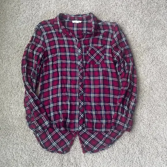 beachlunchlounge Shirt, Women's Size L, Red White Black, Plaid, Button Up - Picture 11 of 14